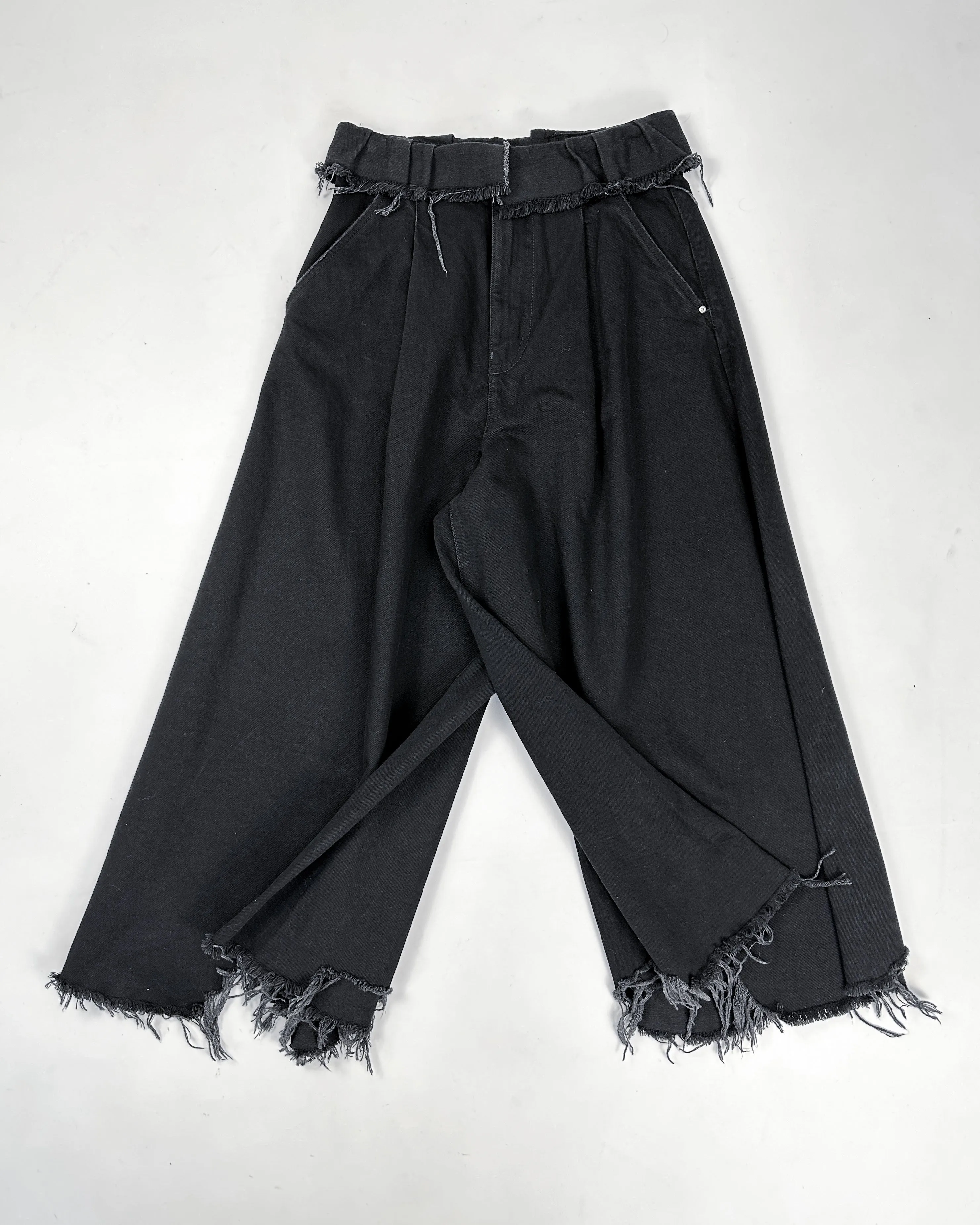 Diesel Black Distressed Massive Wide Denim Pants 2000's