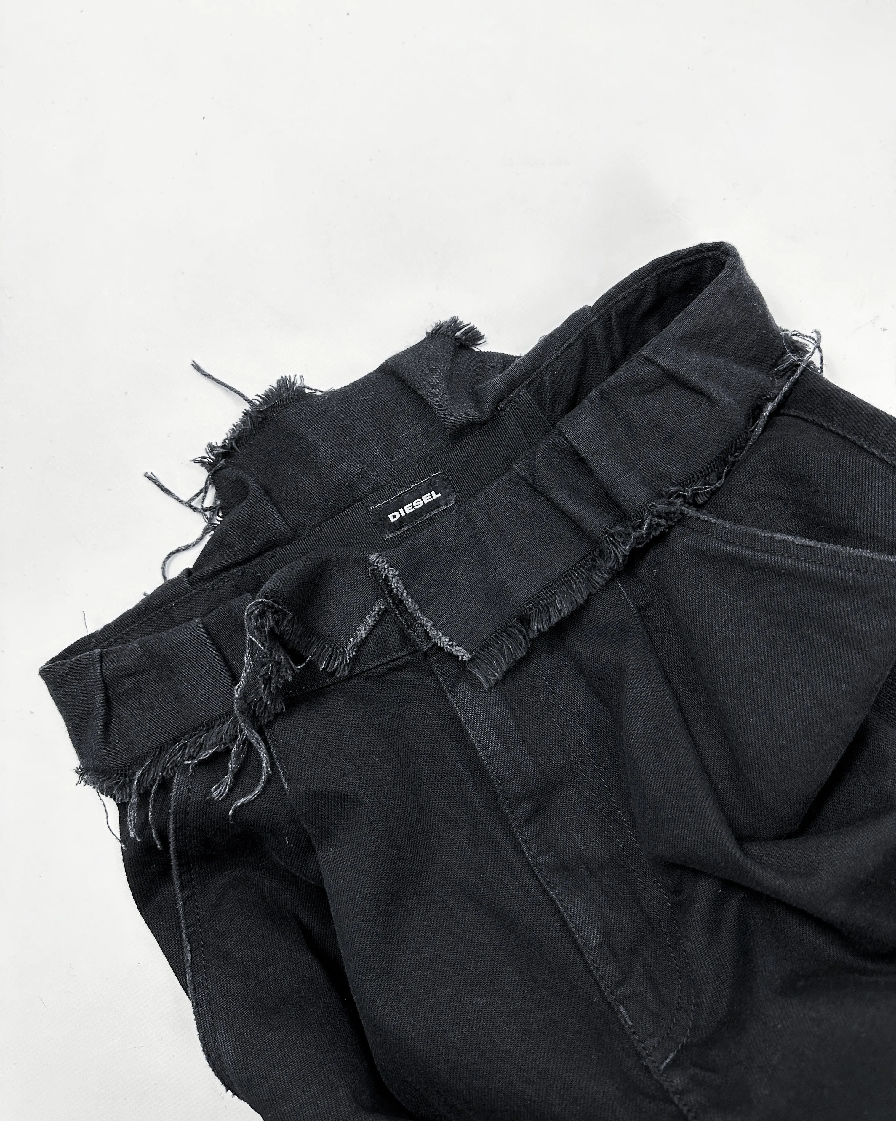 Diesel Black Distressed Massive Wide Denim Pants 2000's