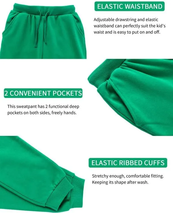 DOTDOG Kids Unisex Soft Brushed Fleece Pull-on Jogger Sweatpants Basic Casual Pants for Boys or Girls (3-12 Years)