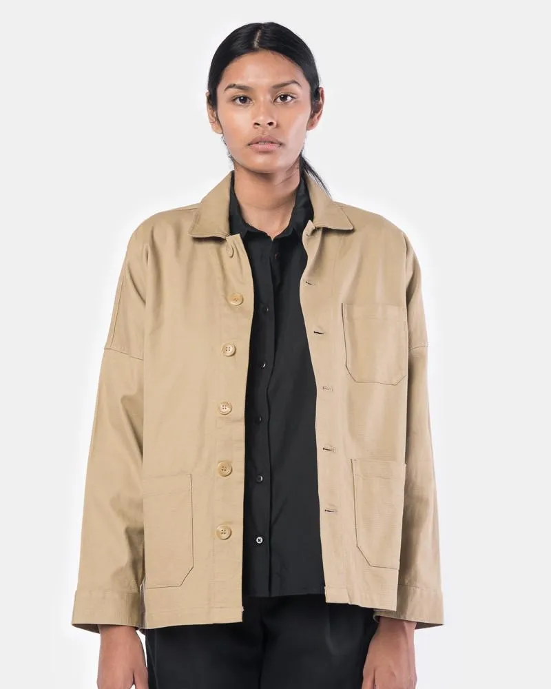 Drop Shoulder Panama Jacket in Sand