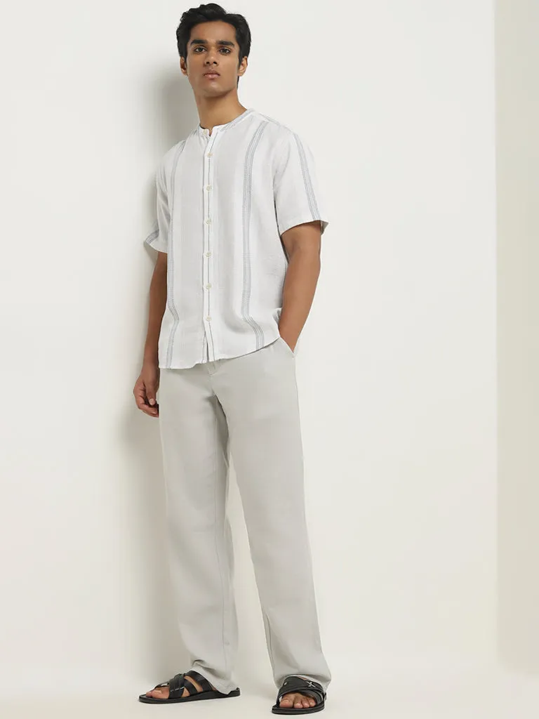 ETA Grey Stripe Printed Resort-Fit Cotton Shirt