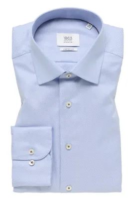 Eterna X-Tall Sky Blue Self Print Shirt Blue