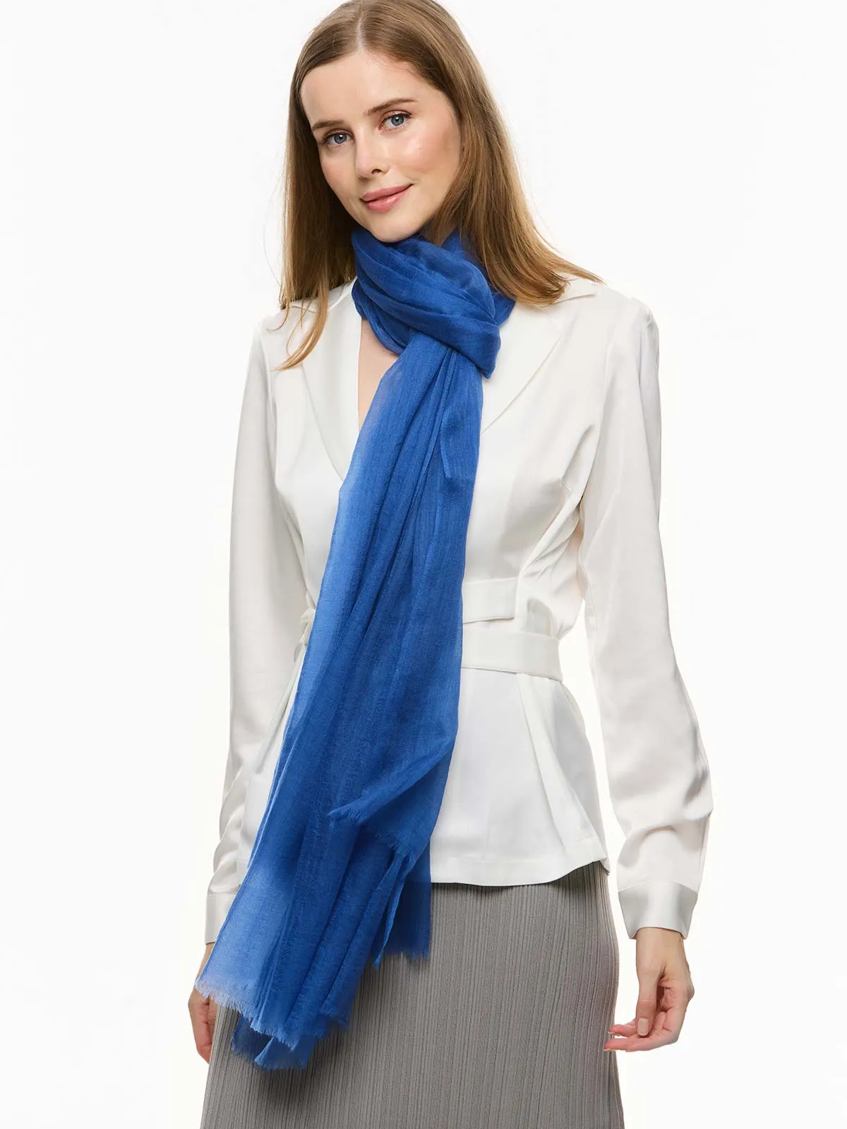 Featherlight Sapphire Cashmere Scarf