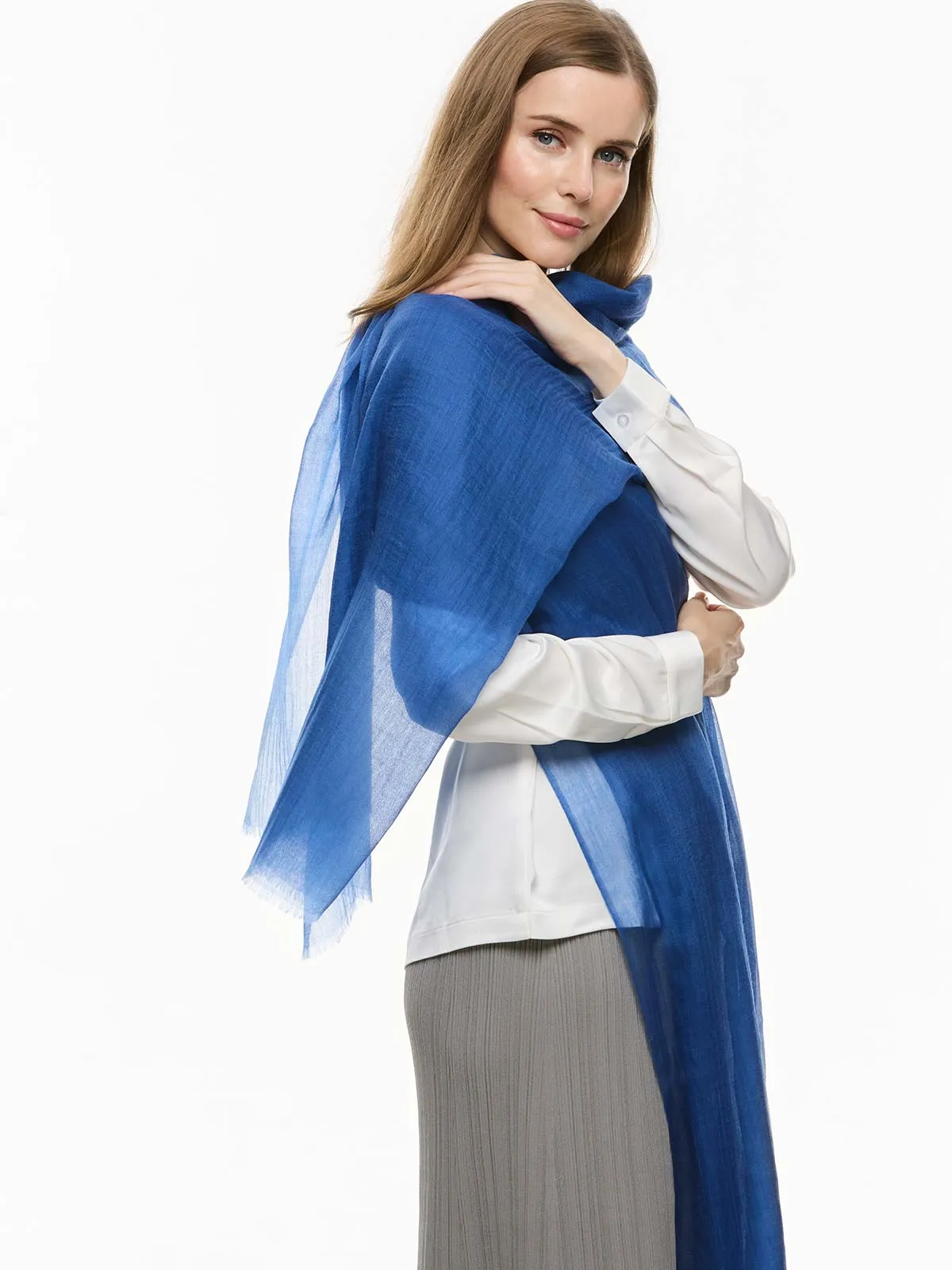 Featherlight Sapphire Cashmere Scarf