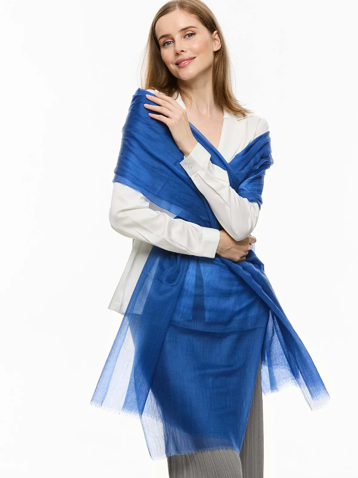 Featherlight Sapphire Cashmere Scarf