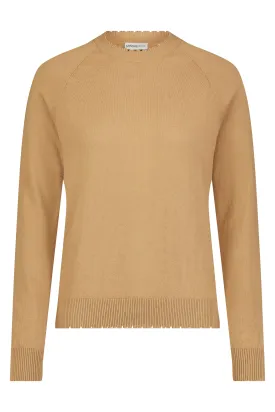 Fine Cotton Cashmere Distressed LS Crew Neck