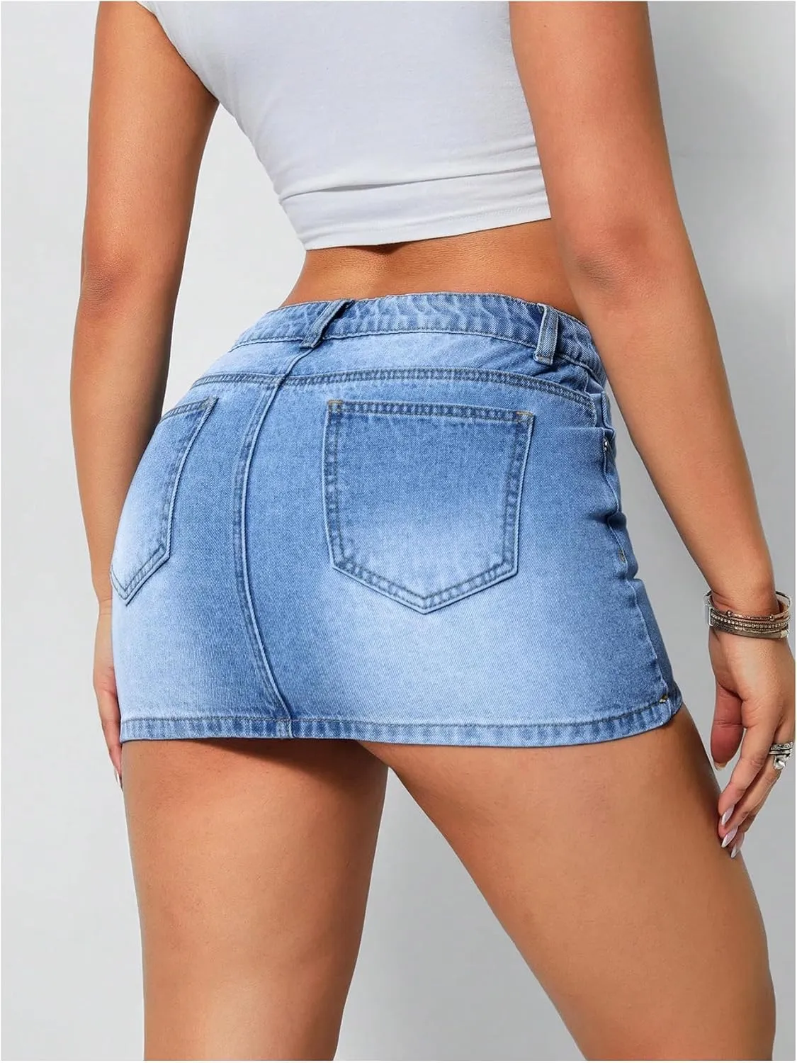 Floerns Women's Casual Mini Denim Skorts Low Waist Y2k Jean Skirt Shorts