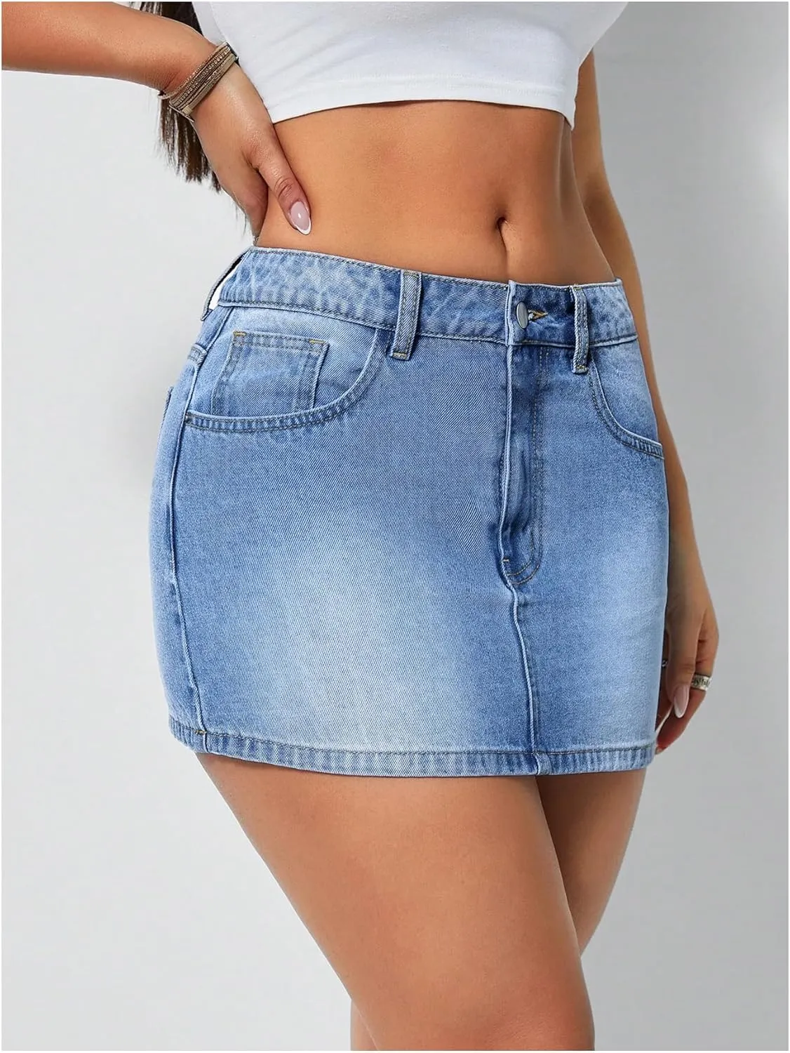 Floerns Women's Casual Mini Denim Skorts Low Waist Y2k Jean Skirt Shorts