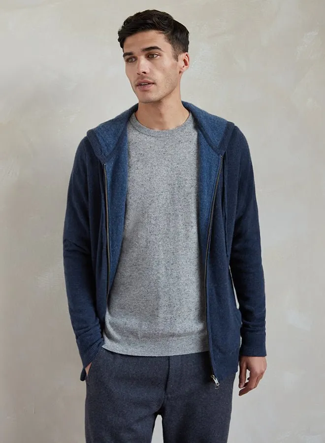 Full Zip Hoodie with Contrast Inside Hood and Facing