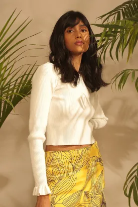 Gathered Sleeve Rib Top