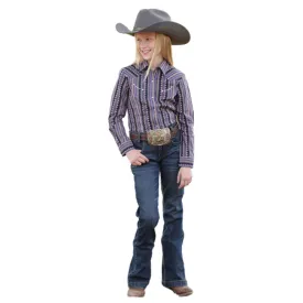 Girl's Cruel Multi Print Purple Long Sleeve Snap Shirt