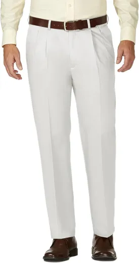 Haggar Men's Work to Weekend Hidden Expandable Waist Classic Fit Pleated Front Pant