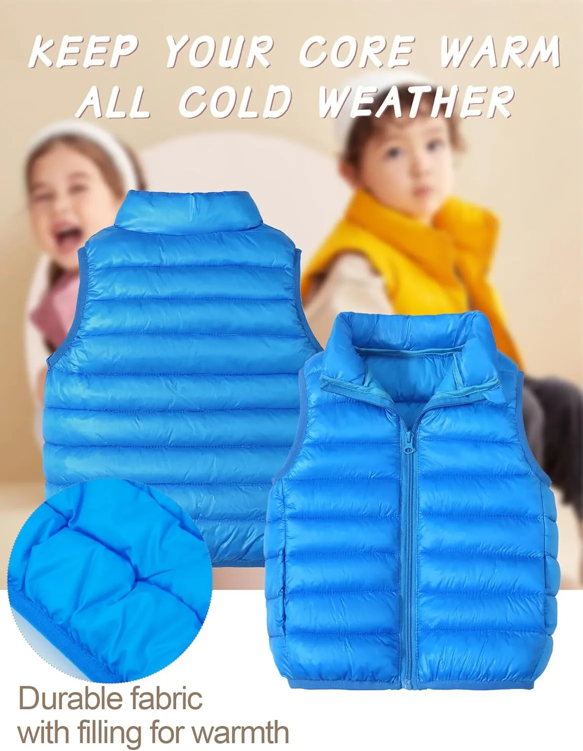Happy Cherry Kids Boys Girls Lightweight Down Puffer Vest Sleeveless Windproof Packable Warm Winter Vest