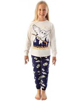 Harry Potter Hedwig Girls White Long Sleeve Long Leg Pyjama Set