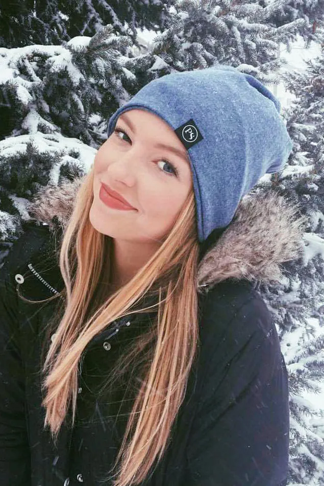 Heather Blue Peek-A-Boo Beanie