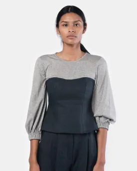Hessian Linen Bustier Top in Navy/Grey