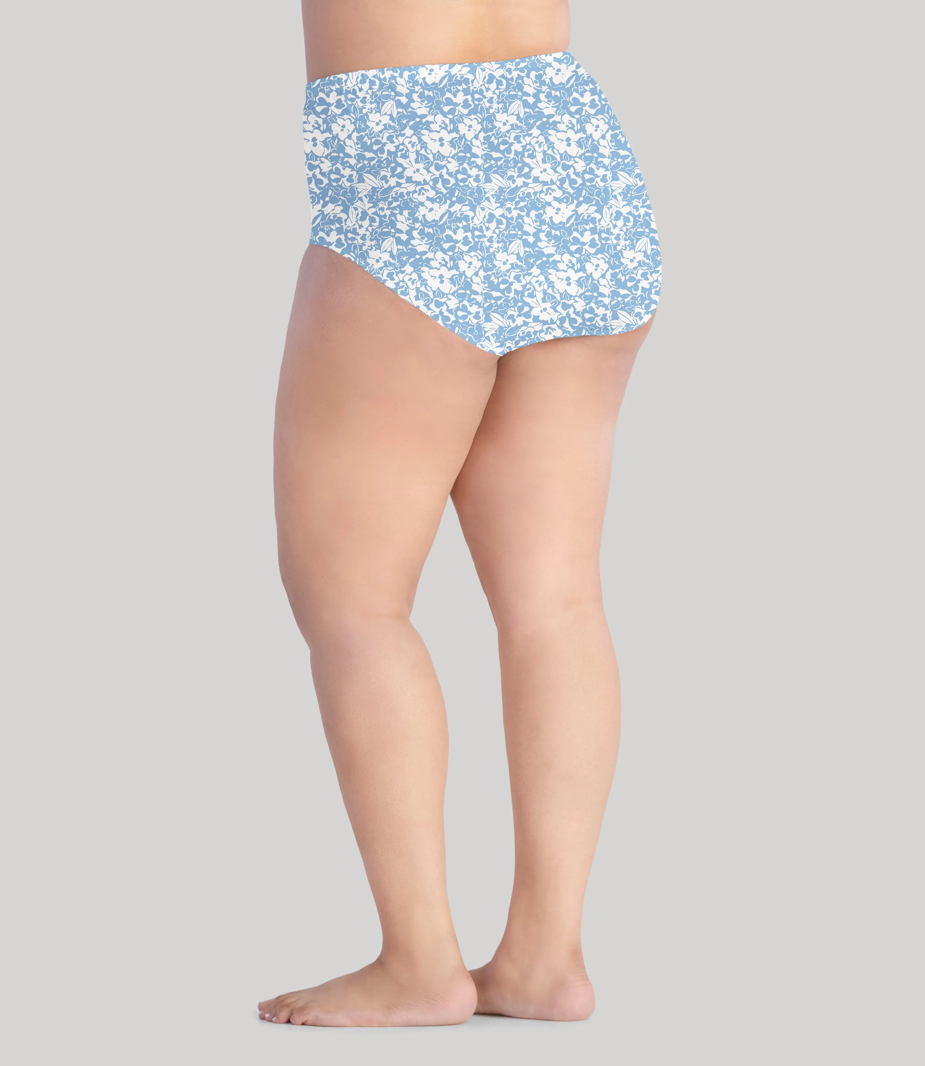 Junowear Cotton Stretch High Waist Brief Blue Blossoms Print