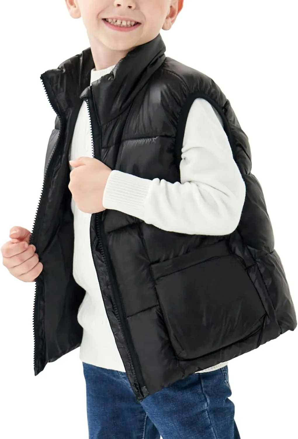Kids Puffer Vest Lightweight Waterproof Sleeveless Zip Up Outwear for Boys Girls