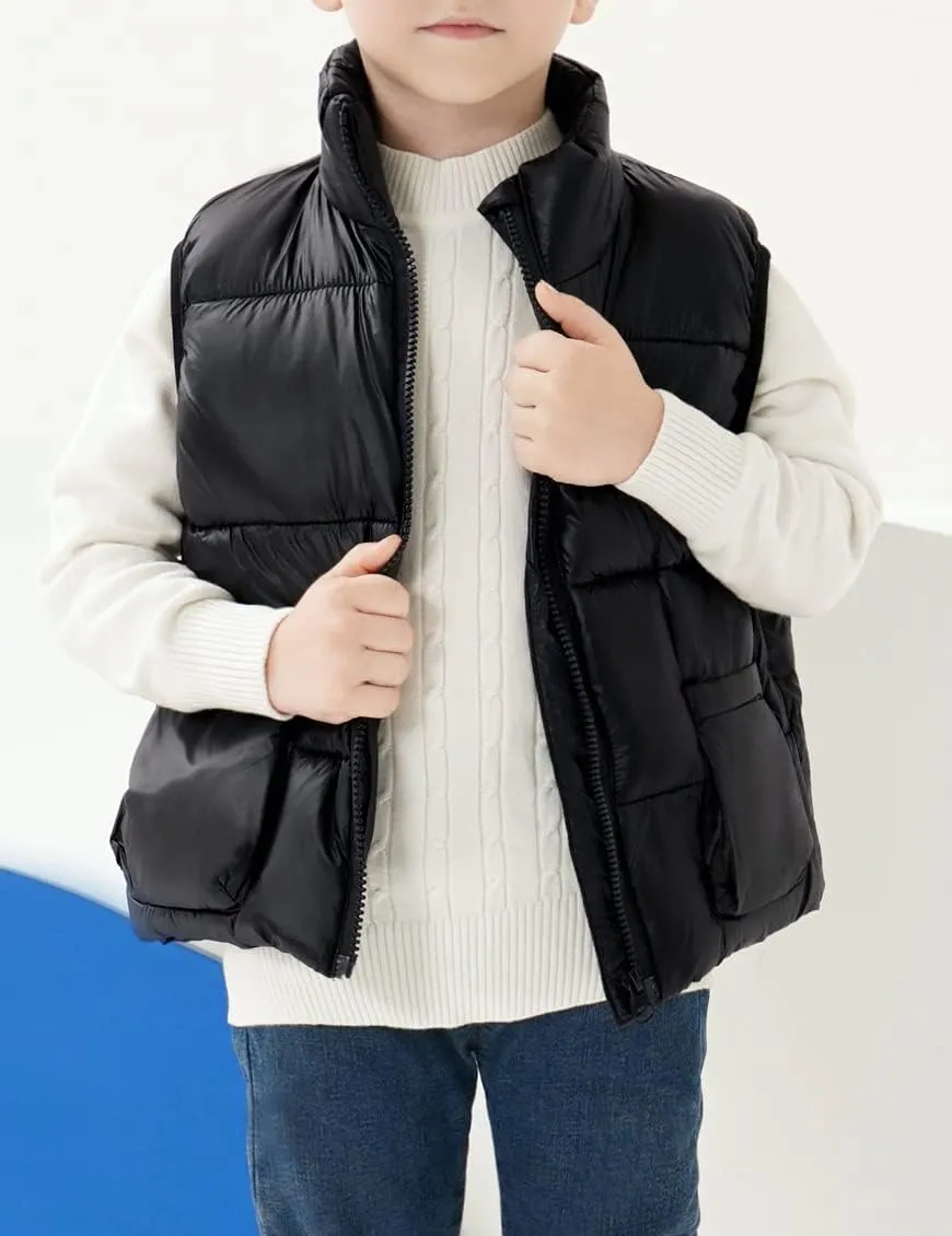Kids Puffer Vest Lightweight Waterproof Sleeveless Zip Up Outwear for Boys Girls