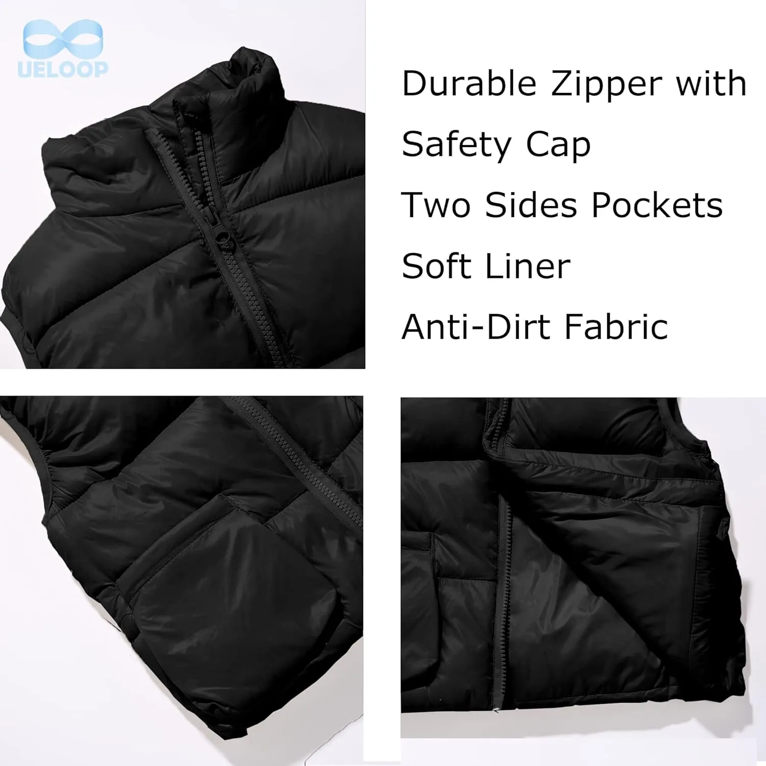 Kids Puffer Vest Lightweight Waterproof Sleeveless Zip Up Outwear for Boys Girls