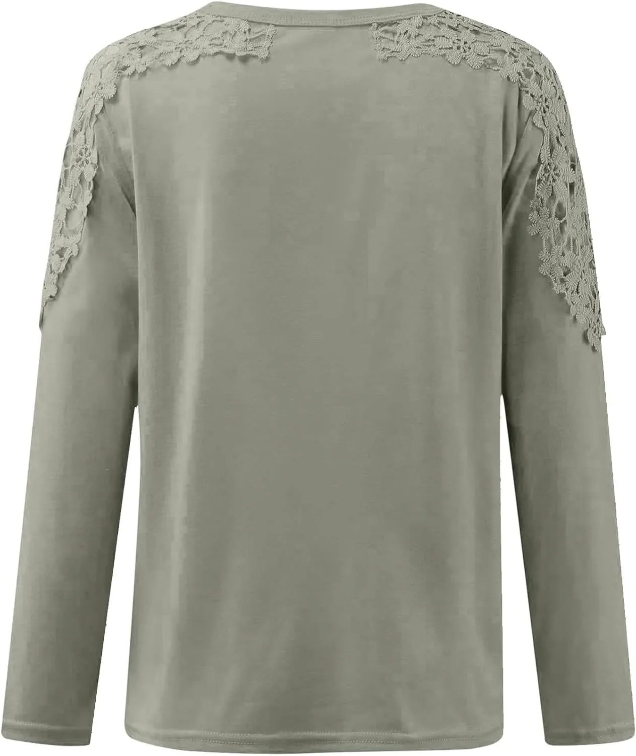 Lace Crochet Tops for Women Flowy Oversized Tshirts Ladies Long Sleeve Round Neck T-Shirt Loose Fit Blouse
