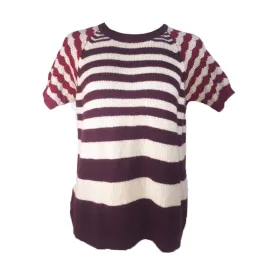MARNI Cashmere and Virgin Wool Striped Burgundy Sweater 38