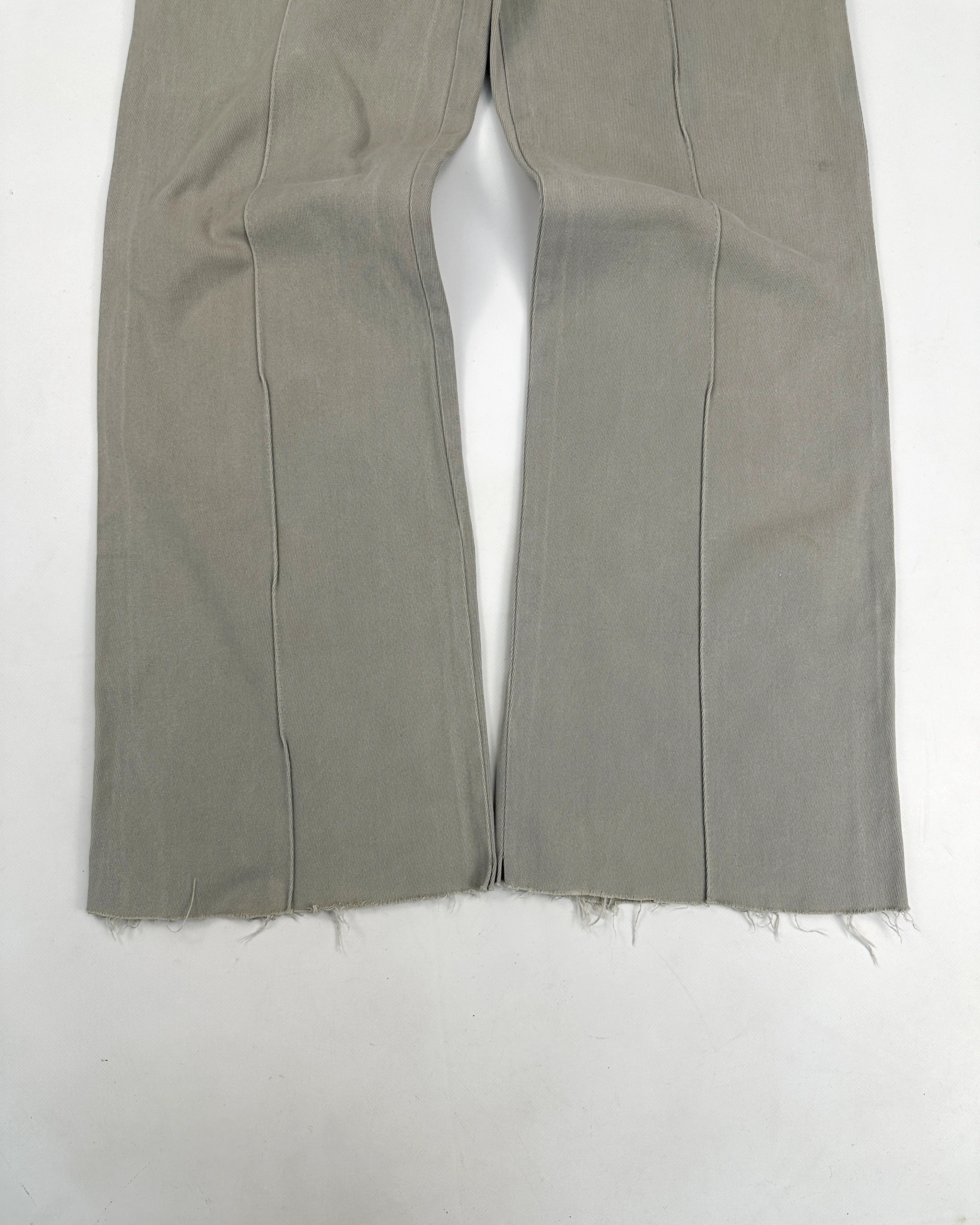 Marni Grey Flare Distressed Cotton Pants 1990's