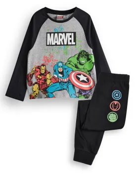 Marvel Avengers Boys Grey & Black Pyjama Set