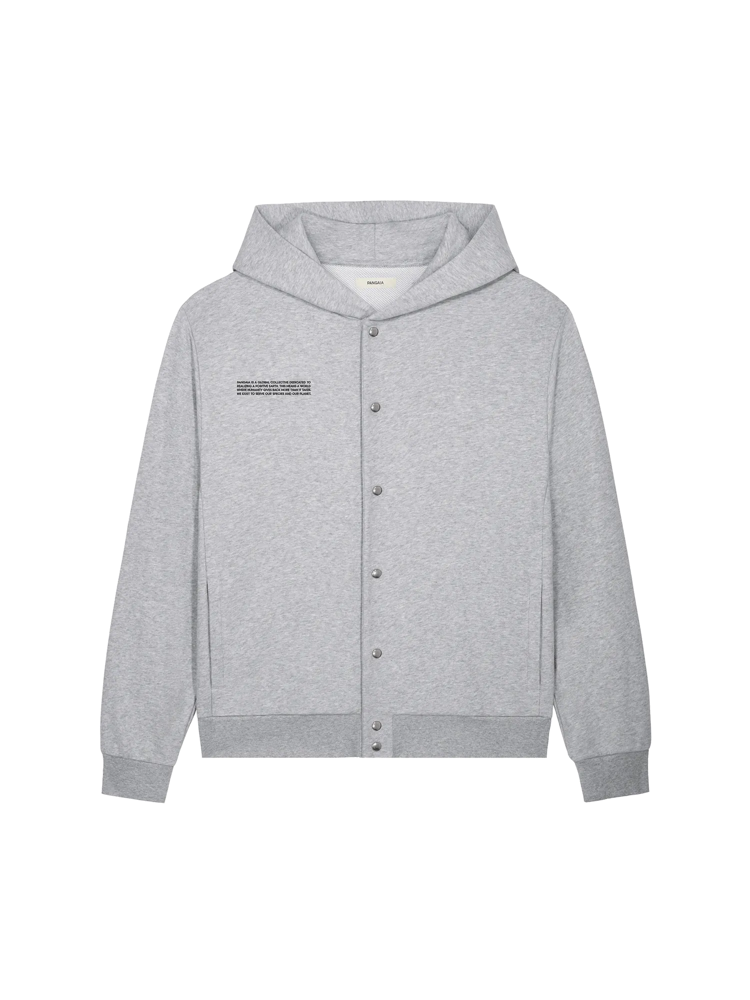 Mens 365 Midweight Snap Button Hoodie—grey marl