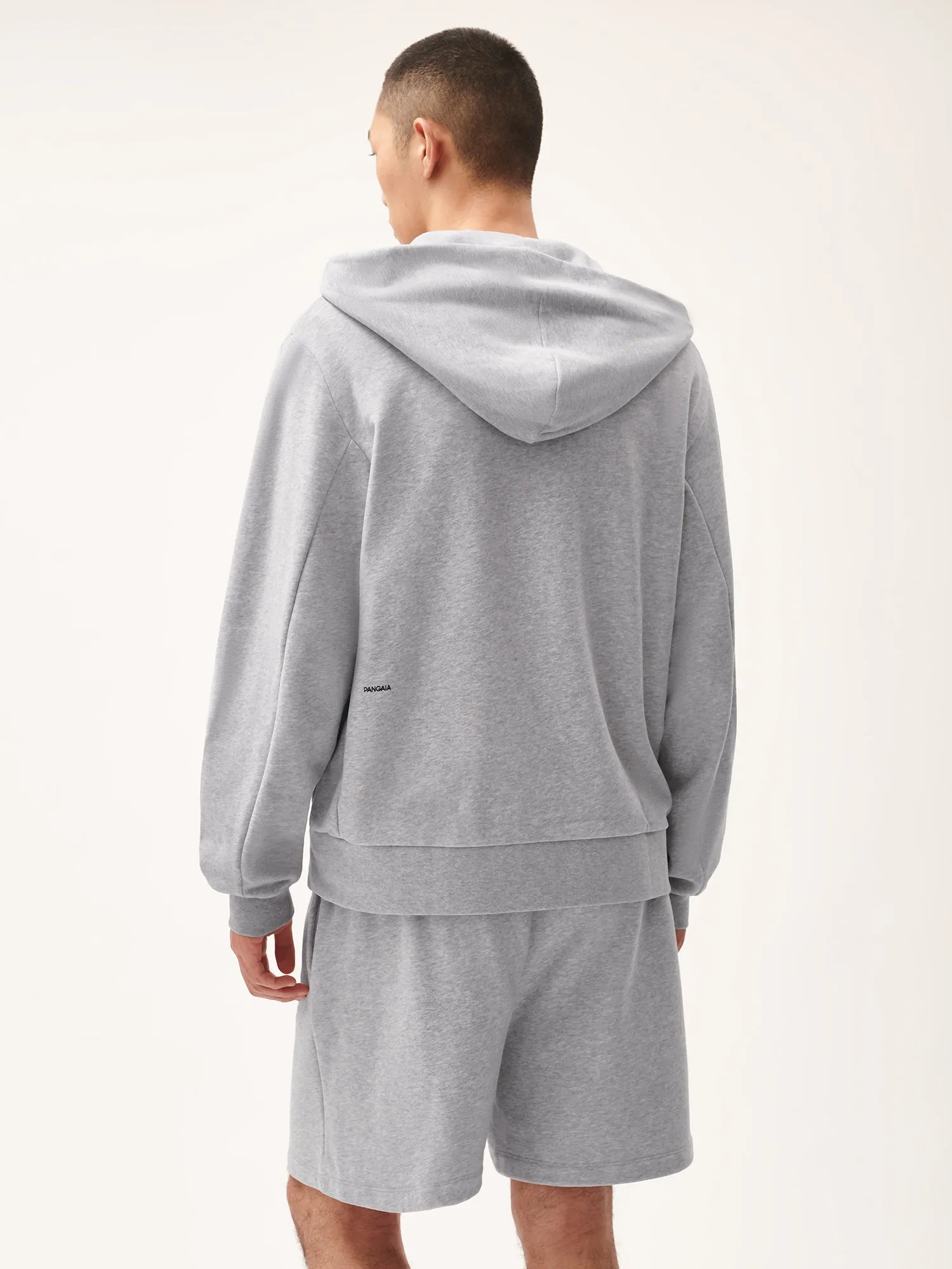 Mens 365 Midweight Snap Button Hoodie—grey marl