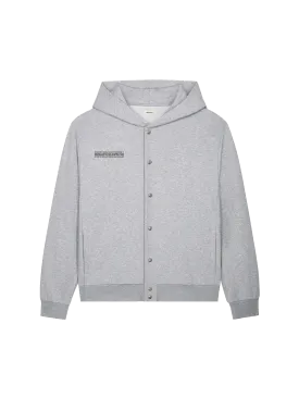 Mens 365 Midweight Snap Button Hoodie—grey marl