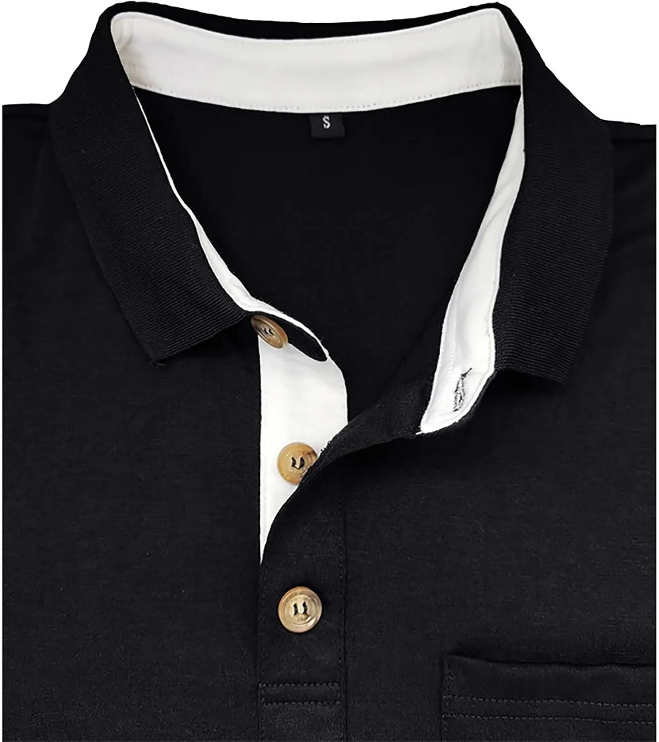 Men's Casual Polo Shirts Classic Cotton Short/Long Sleeve Button Tshirts Regular Fit Vintage Solid Basic Golf Shirts