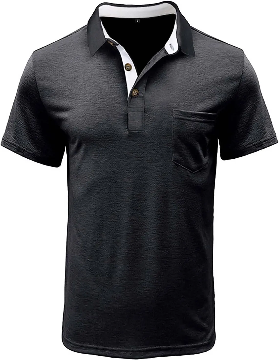 Men's Casual Polo Shirts Classic Cotton Short/Long Sleeve Button Tshirts Regular Fit Vintage Solid Basic Golf Shirts