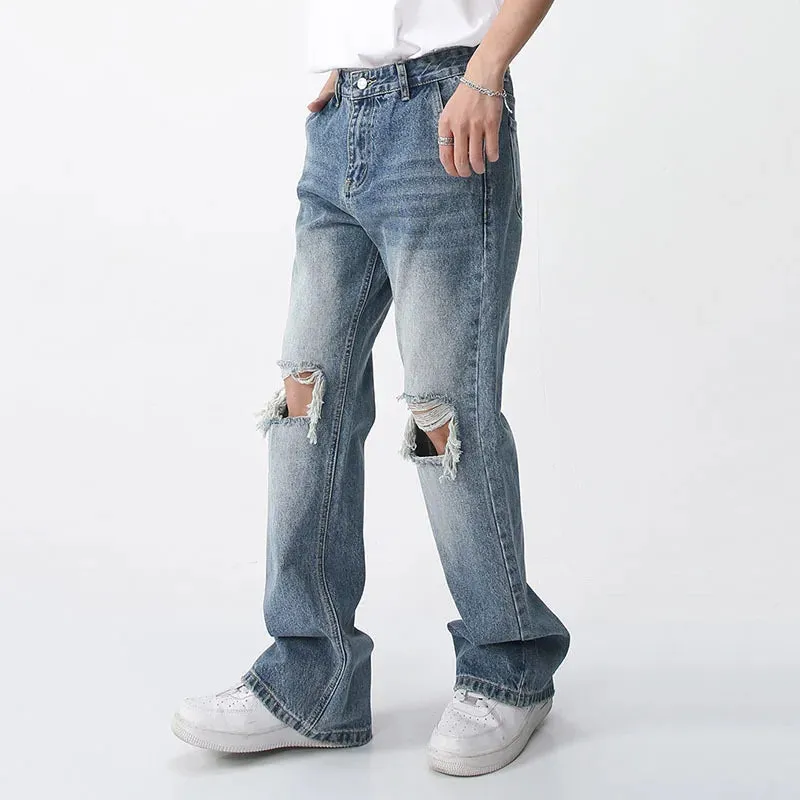 Men's Wear Spring New Casual Denim Slim Pants Trend Holes Vintage Male Trousers Korean Fashion Casual 9A7027