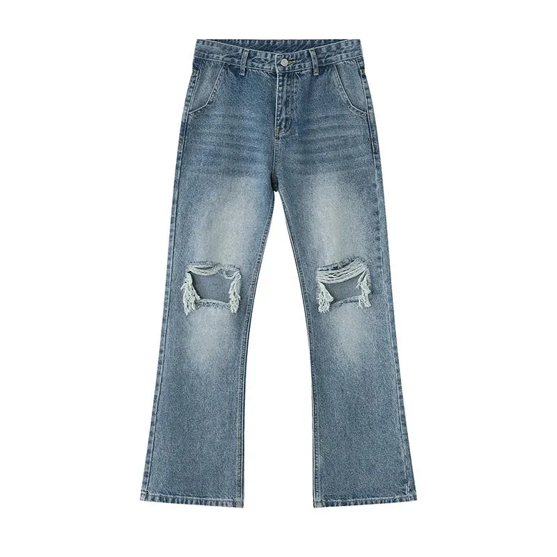 Men's Wear Spring New Casual Denim Slim Pants Trend Holes Vintage Male Trousers Korean Fashion Casual 9A7027