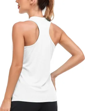 MoFiz Women's Sleeveless Golf Polo Tennis Shirts 1/4 Zip Quick Dry Lightweight Athletic Tank Tops for Running Workout