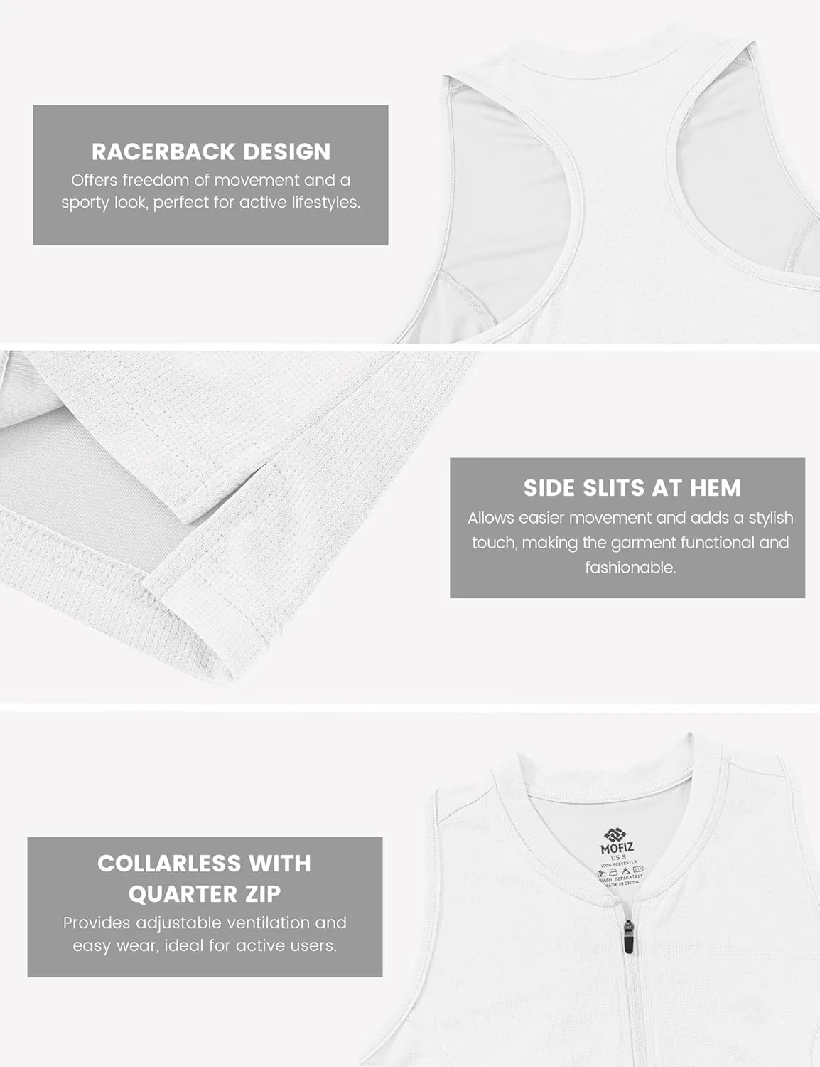 MoFiz Women's Sleeveless Golf Polo Tennis Shirts 1/4 Zip Quick Dry Lightweight Athletic Tank Tops for Running Workout