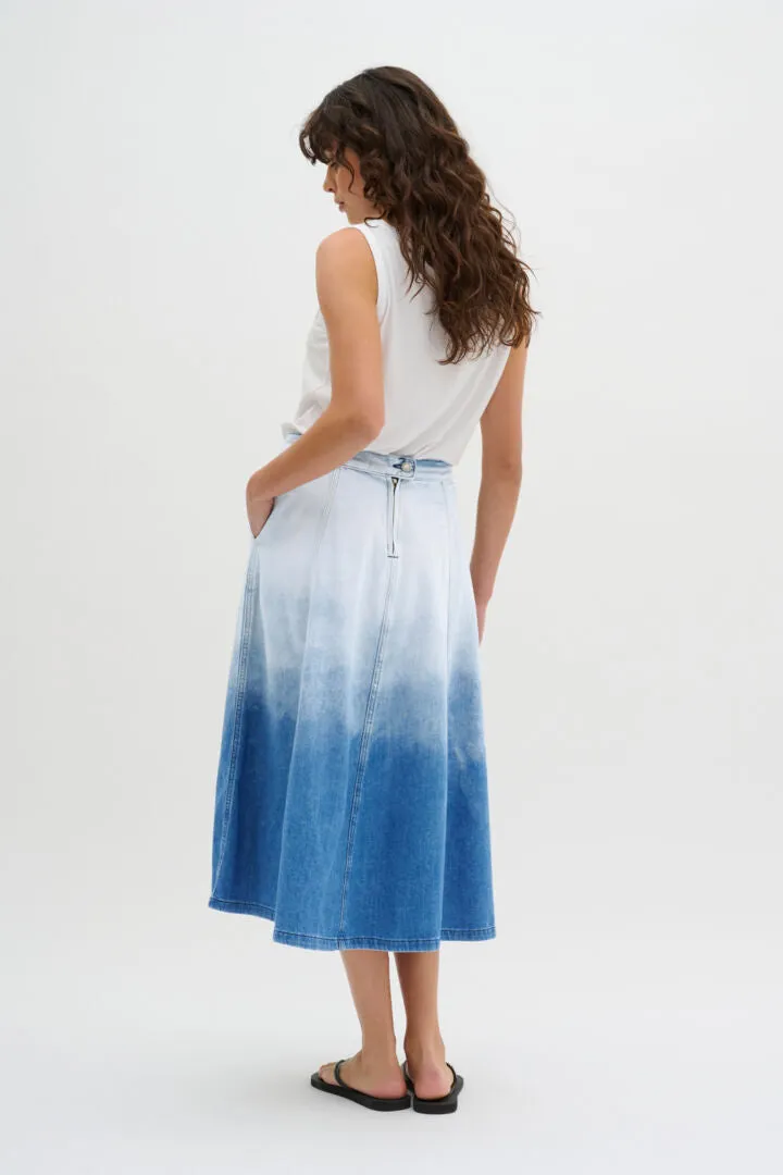My Essential Wardrobe Malo Skirt in Blue Dip Dye