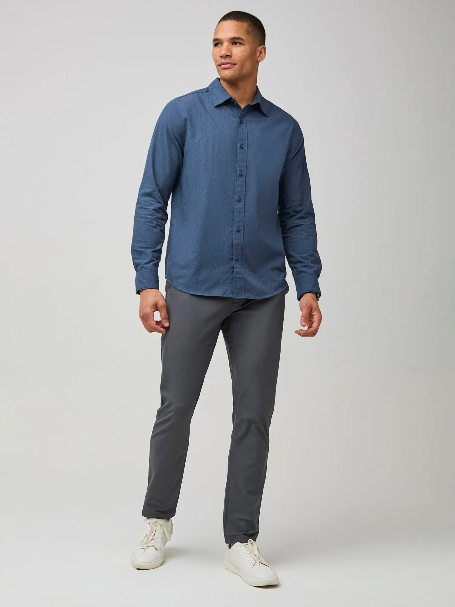 Navy Long Sleeve Button Up