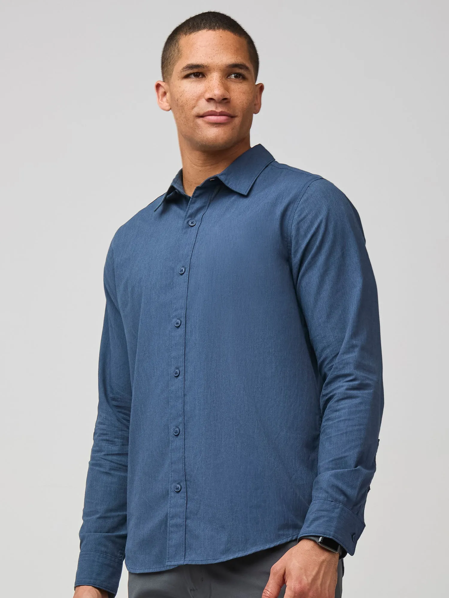 Navy Long Sleeve Button Up