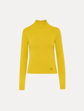 O Flower Mock Neck Cashmere Pullover