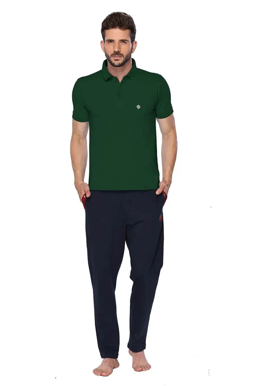 ONN Men's Cotton Polo T-Shirt (Pack of 2) in Solid Bottle Green-Grey Melange colours