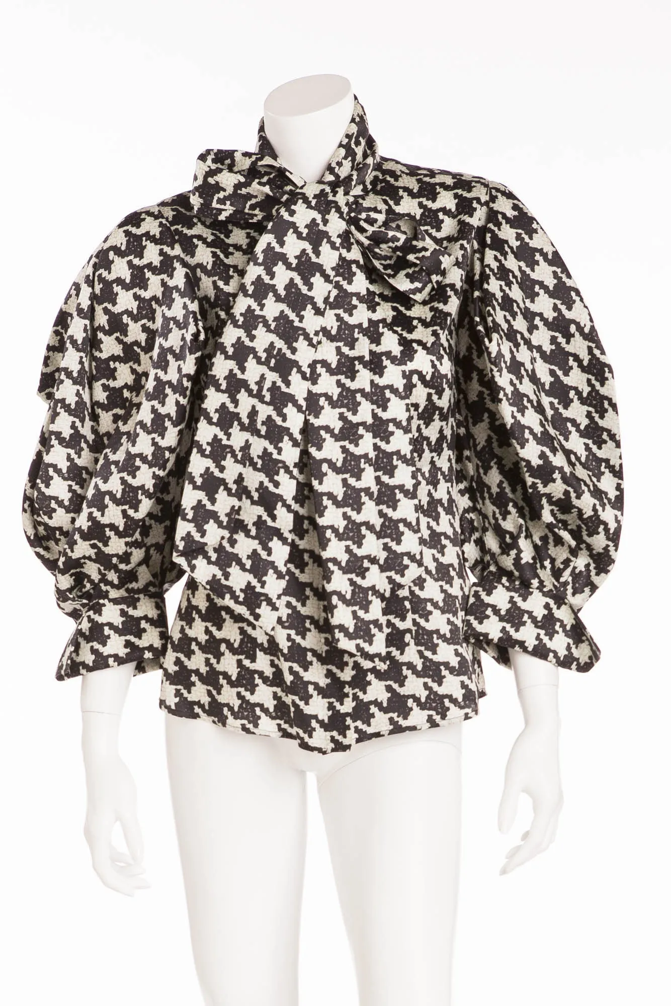Original Alexander McQueen - Editorial Black & White Pattern Houndstooth Shirt Long Sleeve - IT 40