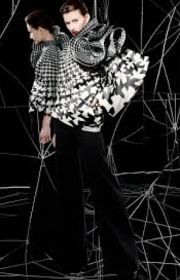 Original Alexander McQueen - Editorial Black & White Pattern Houndstooth Shirt Long Sleeve - IT 40