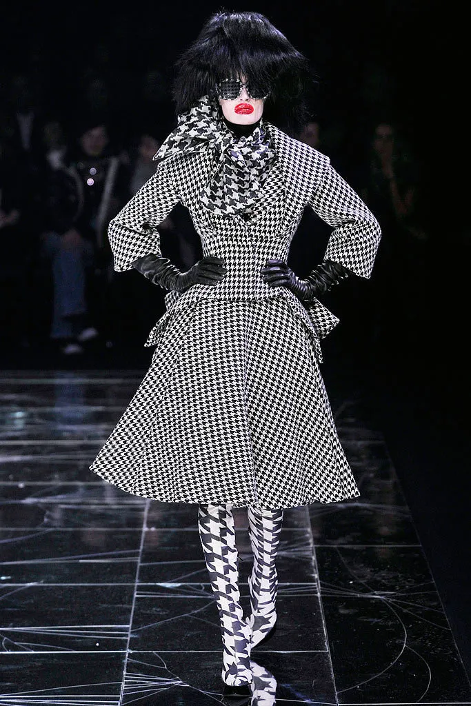 Original Alexander McQueen - Editorial Black & White Pattern Houndstooth Shirt Long Sleeve - IT 40
