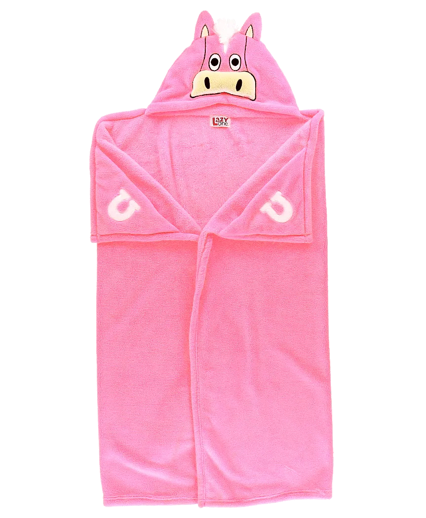 Pink Horse Critter Hooded Blanket by Lazy One