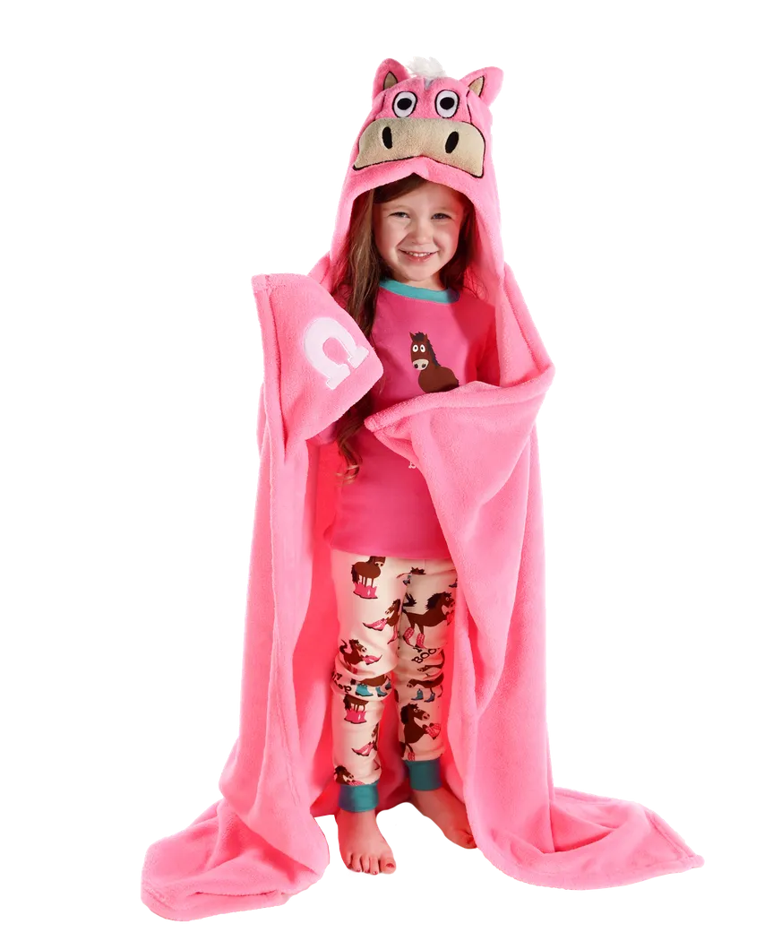 Pink Horse Critter Hooded Blanket by Lazy One