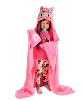 Pink Horse Critter Hooded Blanket by Lazy One