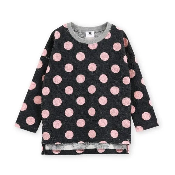 Pink Polka Dot Crew Neck Sweater