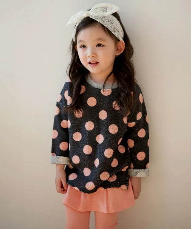 Pink Polka Dot Crew Neck Sweater